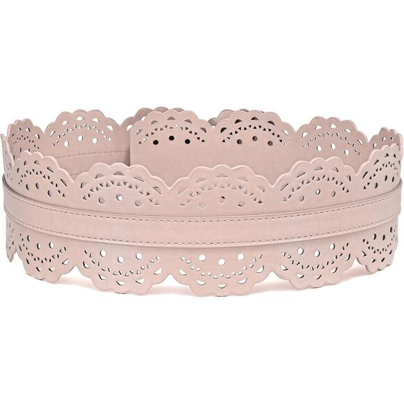 Women\'s Wide Dresses Chunky Thick Leather Waist Prong Buckle Belts Silver Khaki main image 4